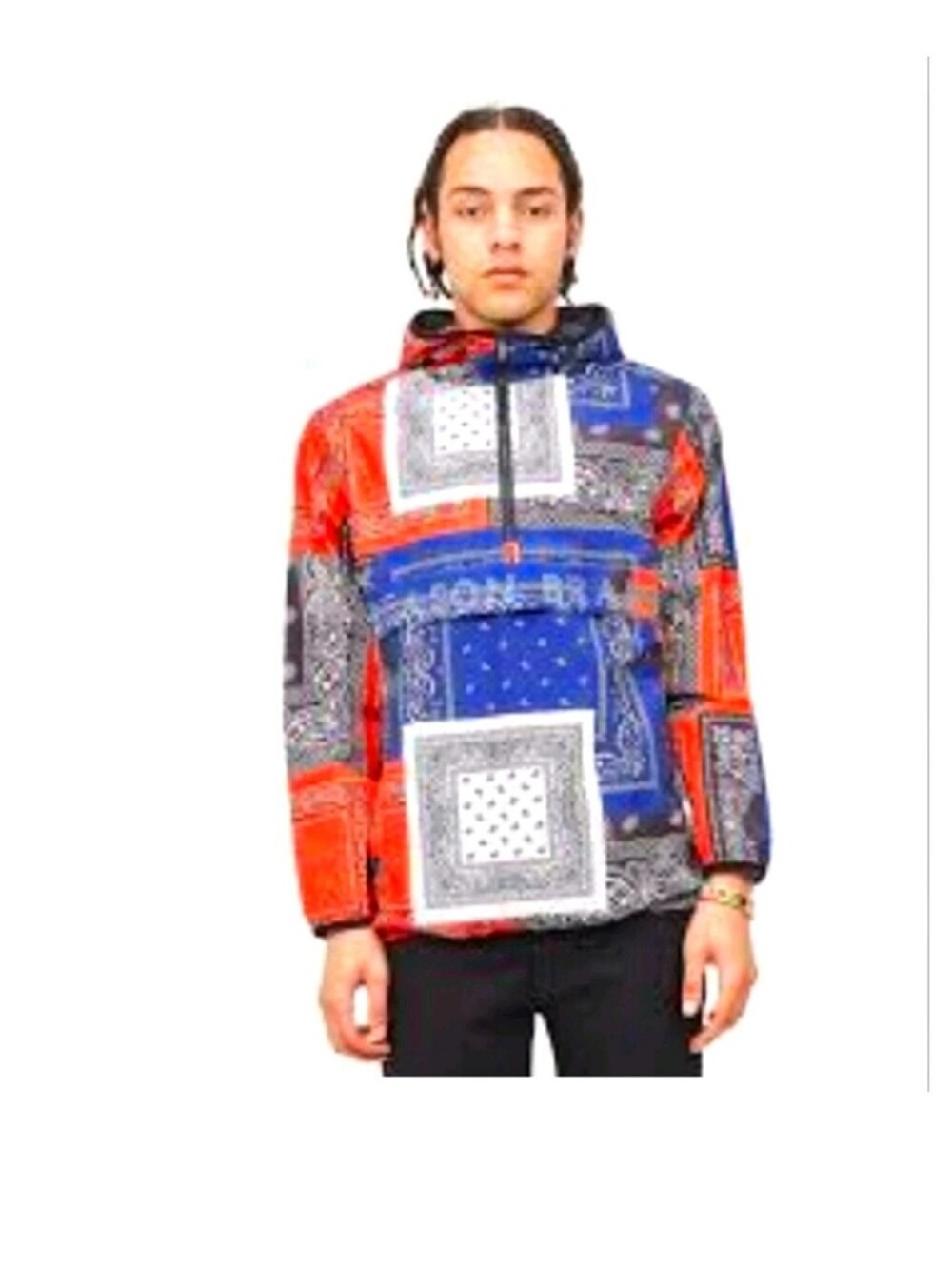 Reason Red and Blue Patchwork Hooded Windbreaker